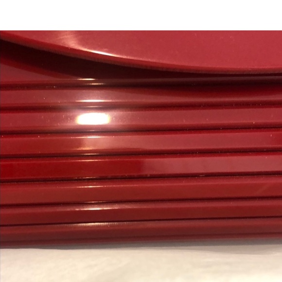 Red Lucite Resin Hard Clutch with Chain inside-boutique - Picture 6 of 12